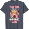 Scottish Highland Cow Lover designs Scottish Highland Cow - This Girl Loves Highland Cows T-Shirt - Heather Blue