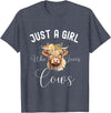 Just A Girl Who Loves Cows Tee Just a Girl Who Loves Cows Funny Cute Cow for Girls Women T-Shirt - Heather Blue