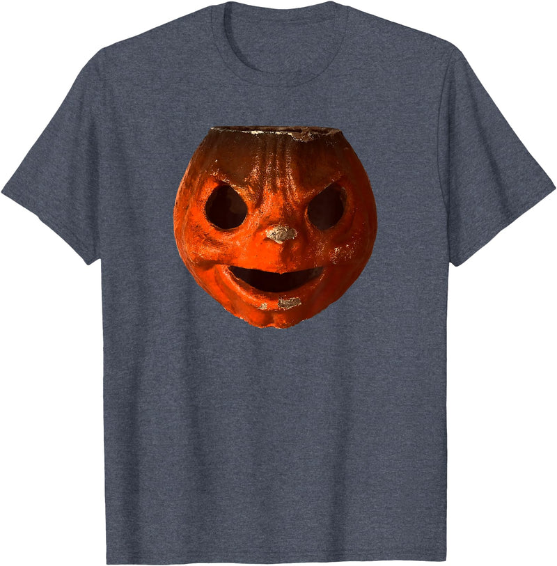 Imagine Graphics Creepy Vintage Halloween Pumpkin T-Shirt - Heather Blue