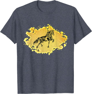 Horses + Girls Women Gift Kids Men Boys Horse Motif T-Shirt - Heather Blue