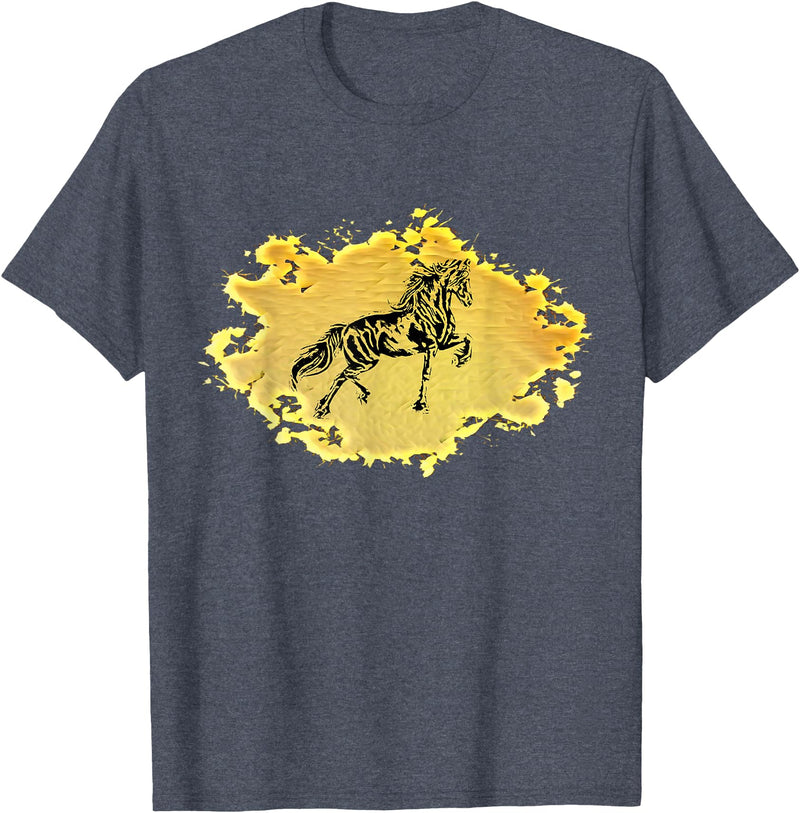 Horses + Girls Women Gift Kids Men Boys Horse Motif T-Shirt - Heather Blue