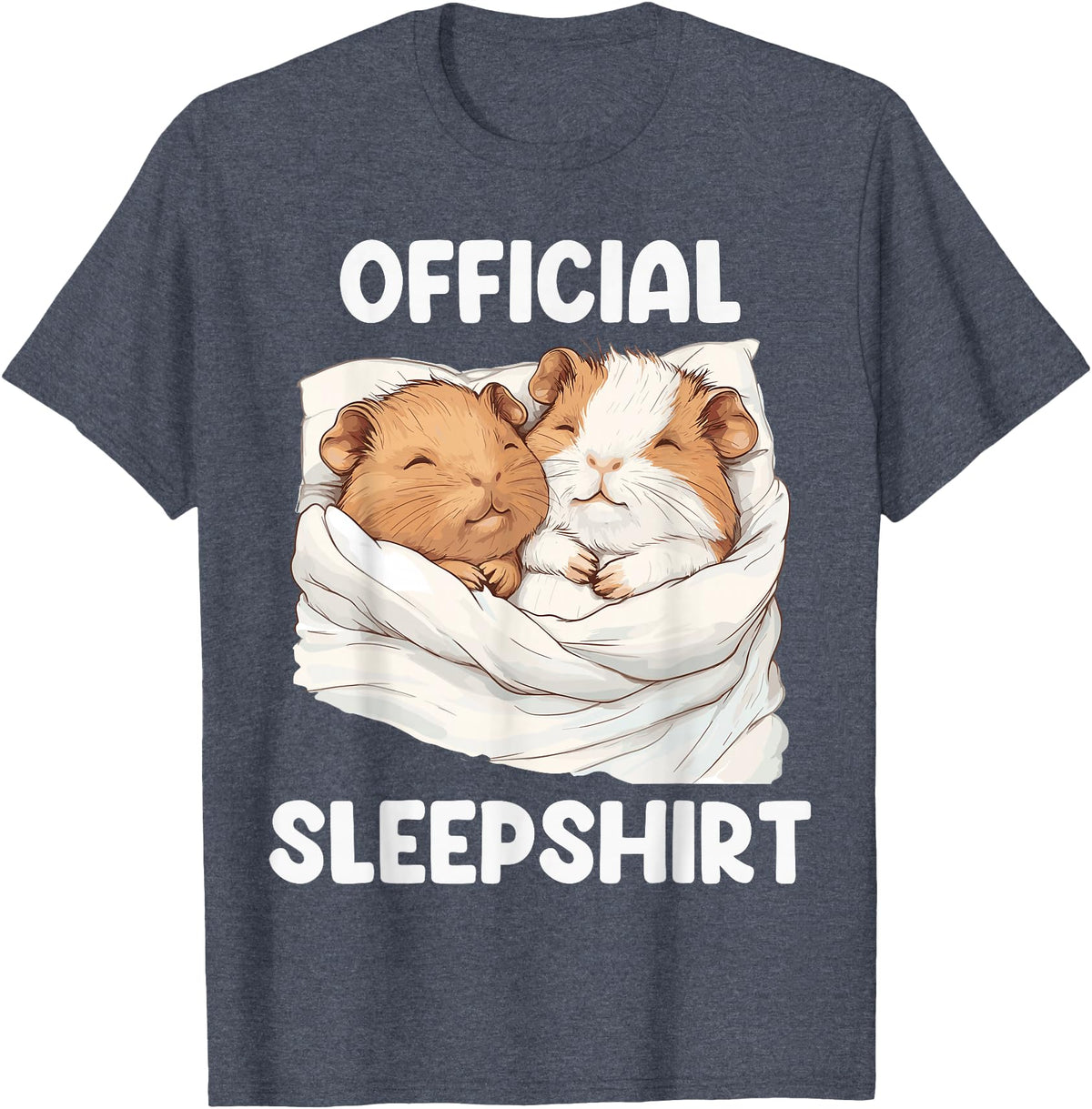 Cute Sleeping Guinea Pigs Pajama Official Sleepshirt Sleeping Guinea Pig Animal Lovers Pajama T-Shirt - Heather Blue