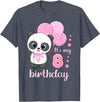 Birthday Gifts for Girls by Content Design Studio Birthday Girl 8 Panda Pink Balloons T-Shirt - Heather Blue