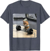 Hamster Deadlift Training Funny Cute Rat Weightlifting Meme T-Shirt - Heather Blue