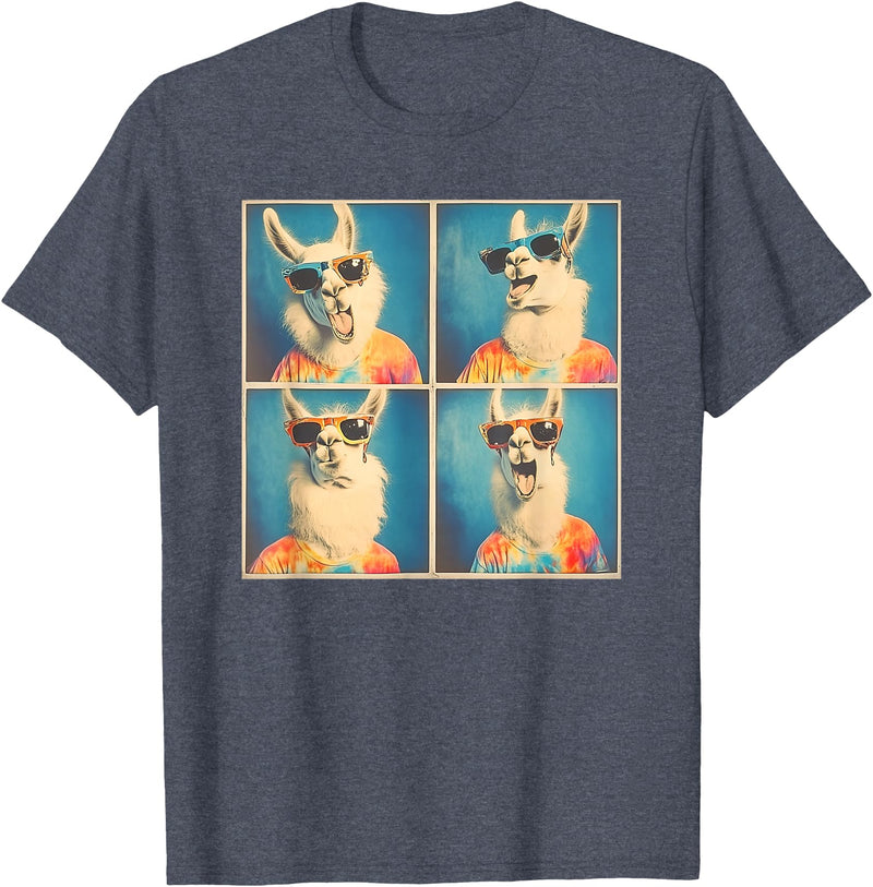 Tie-Dye Animal Groovy Llama Lover Men Women Kids Colorful Hippie Llama Wearing Tie Dye Llama Lovers T-Shirt - Heather Blue