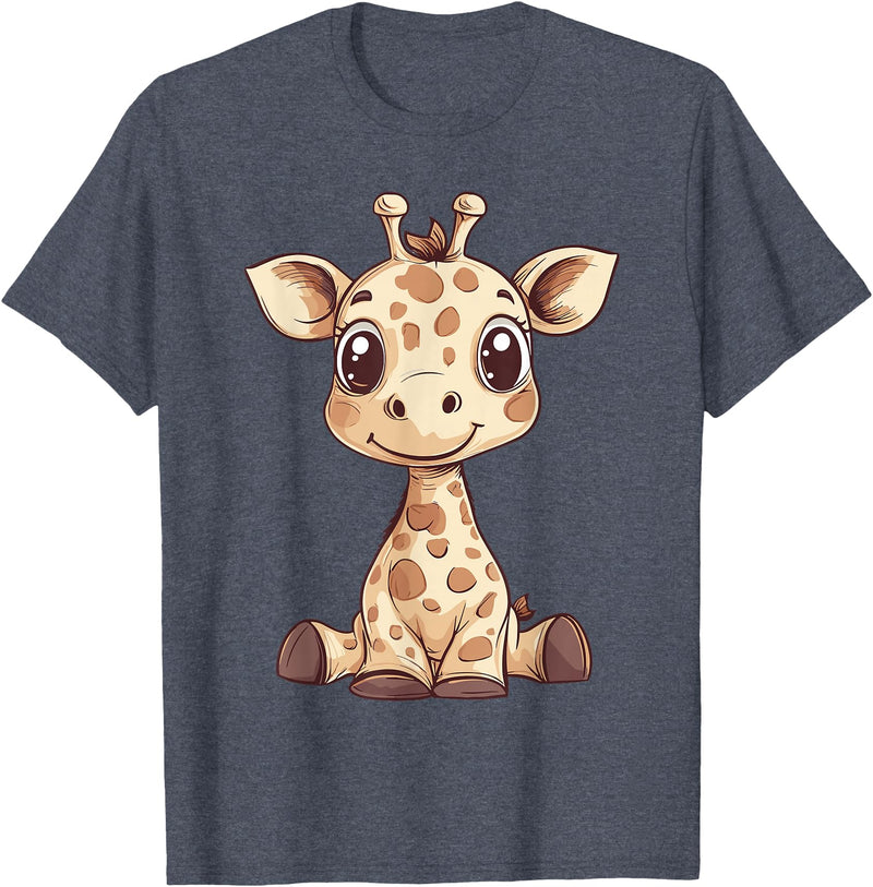 Cute Giraffe for Kids Design Kids Giraffe T-Shirt - Heather Blue