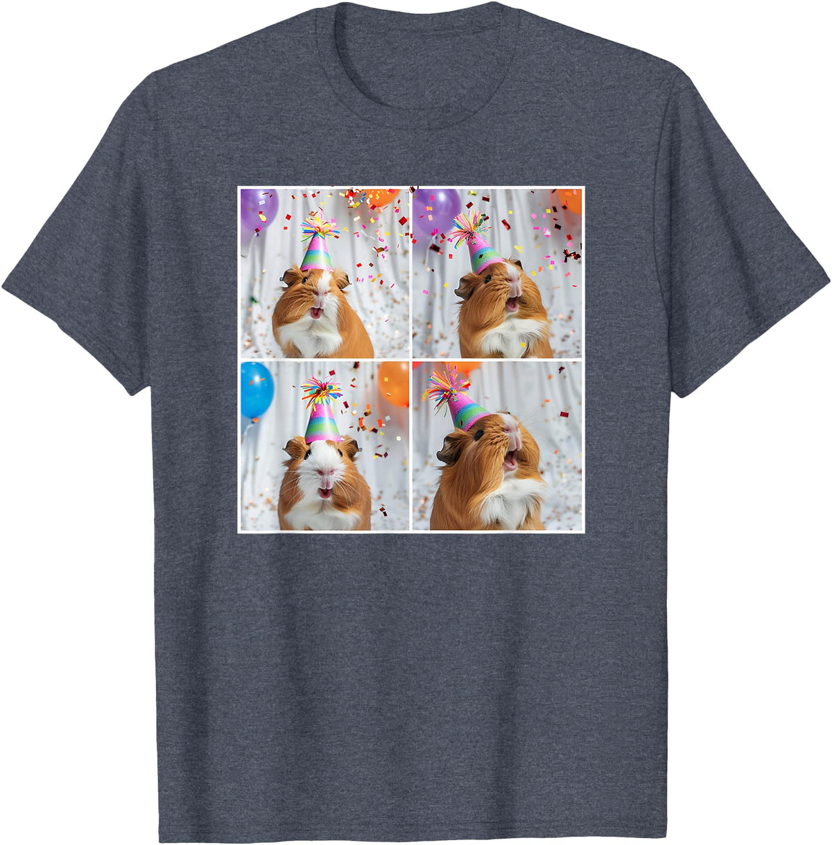 Animal Photobooth Love Guinea Pigs Men Women Kids Funny Guinea Pig Face Pet Cavy Mom Guinea Pig Birthday T-Shirt - Heather Blue