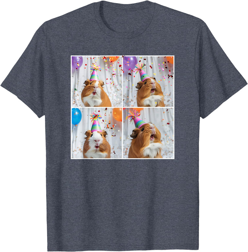 Animal Photobooth Love Guinea Pigs Men Women Kids Funny Guinea Pig Face Pet Cavy Mom Guinea Pig Birthday T-Shirt - Heather Blue