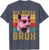 6 7 Pig Funny Animal Apparel Funny Pig 67 6 7 six Seven Meme Animal Retro Design T-Shirt - Heather Blue