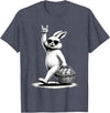 Funny Bunny Rabbit Rock on Men Women Kids Easter Day T-Shirt in Heather Blue