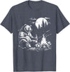 Camping Grizzly Bear Camping Bear Drinking Beer Hiking Nature Funny Grizzly Bear T-Shirt - Heather Blue