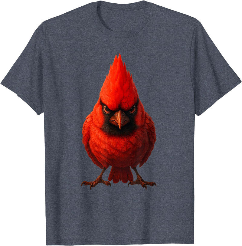 I just really like animals Angry Cardinal Artwork Red Bird Nature Wildlife Graphic T-Shirt - Heather Blue