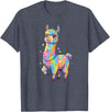 Rainbow Llama Love Pastel Hearts Kawaii Colorful Rainbow Heart Llama Kawaii Cute T-Shirt - Heather Blue