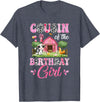 Cow First Birthday Girl Family Cousin Of The Birthday Girl 1St Birthday Cow Farm Family T-Shirt - Heather Blue