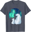 Northern Aurora Borealis Lights Designs Northern Aurora Borealis Lights Cute Polar Mother Bear Cub T-Shirt - Heather Blue