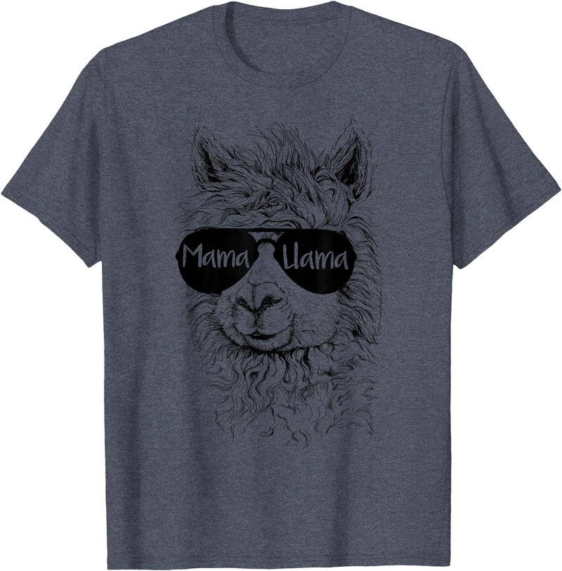 Mama Llama Funny Animal Apparel Llama Lover Mama Llama T-Shirt - Heather Blue