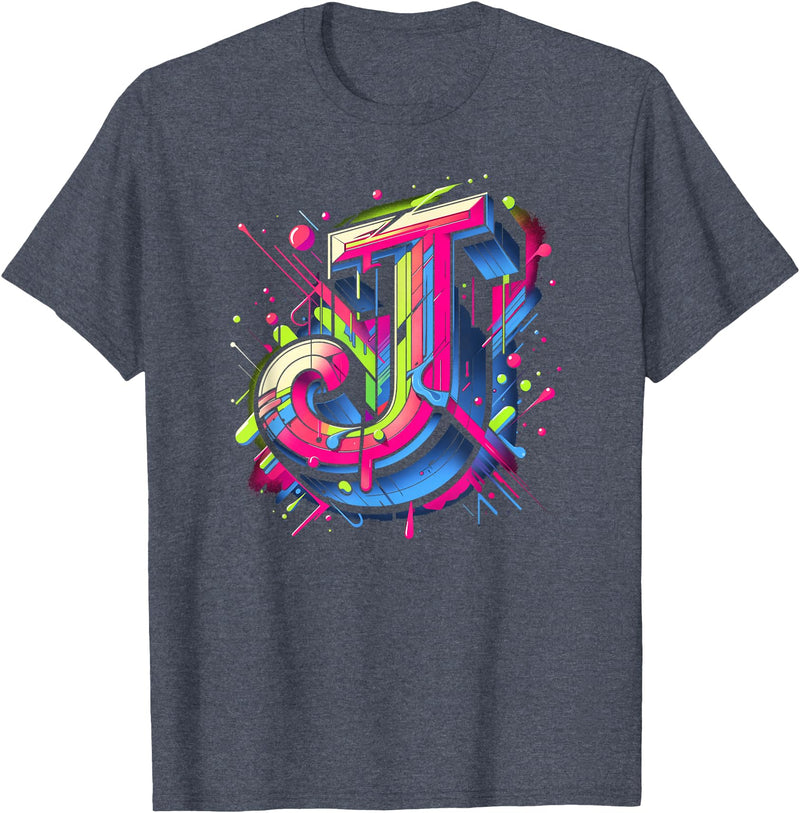Cool Letter J Alphabet Art Initial Name Letter J Alphabet In Graffiti Art Style T-Shirt - Heather Blue