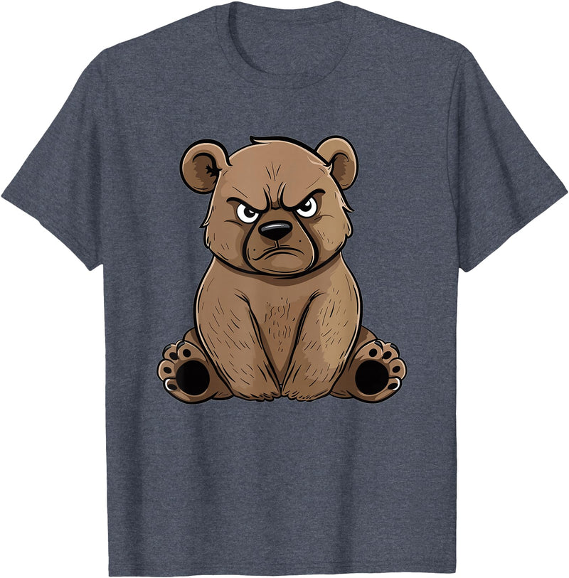 Colorful Grizzly Bear Art I Kids Grizzly Bear Grumpy Grizzly Bear T-Shirt - Heather Blue