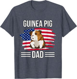 Funny Guinea Pigs Outfits Cavy US Flag 4th Of July Father's Day Guinea Pig Dad T-Shirt - Heather Blue