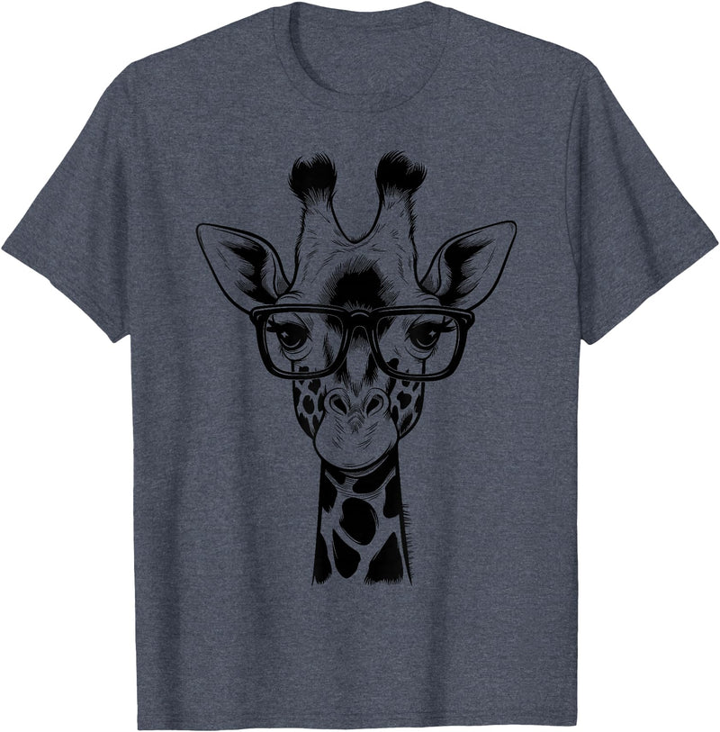 Cute Funny Giraffe Cool Summer Casual Graphic Tees Cute Giraffe Graphic Casual Summer Funny Cool Animal Lover T-Shirt - Heather Blue