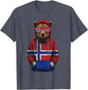 Cool Norwegian Roots Norway Norway Roots Bear Norge Norwegian Flag T-Shirt - Heather Blue