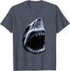 Shark Vibes Great Shark Face Graphic Ocean Bite Lovers Giant T-Shirt - Heather Blue