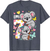 Koala Bear Lover Gift Co. Koala Bear 7th Birthday Girl 7 Year Old Birthday Cute Koalas T-Shirt - Heather Blue