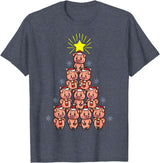 Piggy Go Cute Pig Christmas Tree Gift Shirt Farm Piggies T-Shirt - Heather Blue