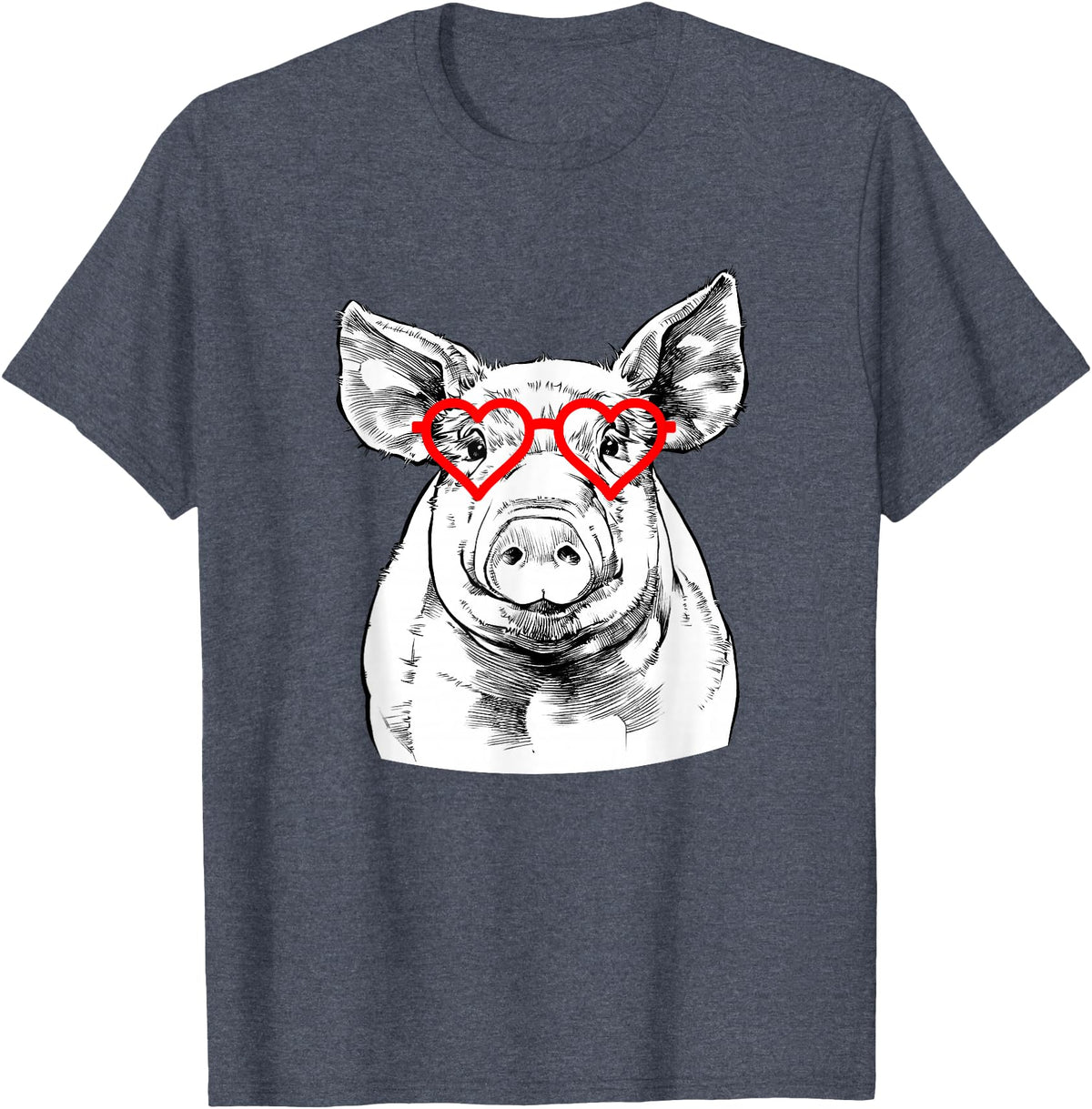 The Pawster Pig Valentines Day Farm Animal Lover T-Shirt - Heather Blue