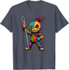 Colorful Voodoo Doll Patchwork Horror Halloween Creepy Rainbow Voodoo Doll with Needle Halloween T-Shirt - Heather Blue