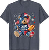 Patriotic Bear USA Vintage Co 250 Years of Freedom Patriotic Bear USA Retro T-Shirt - Heather Blue