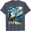 Artistic Pig Products Pig Star Gazer - Artistic Van Gogh Style Starry Night Pig T-Shirt - Heather Blue