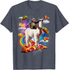Funny Rainbow Sloth Llama in space Co. Sloth Llama Galaxy Pizza Taco Burrito Rainbow Funny Surreal T-Shirt - Heather Blue