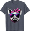 Fashionable Animals Wearing Pink Bandanas Pig Wearing Pink Bandana Headband and Sunglasses T-Shirt - Heather Blue