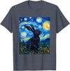 Bunny Rabbit Van Gogh Style Starry Night Cute Graphic T-Shirt in Heather Blue
