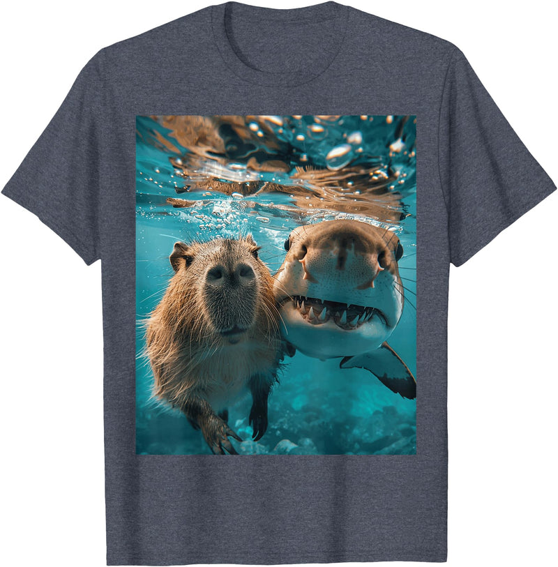 Funny Graphic Capybara Gift Ideas Funny Graphic Capybara T-Shirt - Heather Blue