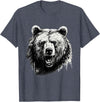 Forest Animal Art Bear Animal Art Portrait Wildlife Nature Artwork Drawing T-Shirt - Heather Blue