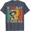 Vintage Fishing Fisherman Birthday Gifts Ofishally 5 Years Old Funny Fishing Birthday Fisherman T-Shirt - Heather Blue