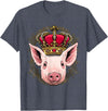 Wowsome! King Pig Wearing Crown - Queen Pig Animal T-Shirt - Heather Blue