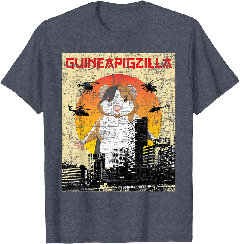 Funny Guinea Pig Shirts Guineapigzilla - Guinea Pig Animal Lover Rodent Pet Owner T-Shirt - Heather Blue