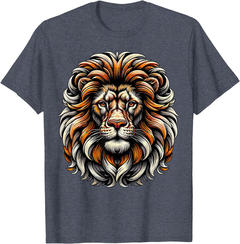 Lion Lover Face Wild Animal Lion Face Animal Lion T-Shirt - Heather Blue