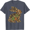 Camo Easter Bunny Patchwork Spring Rabbit Men Women Kids T-Shirt in Heather Blue