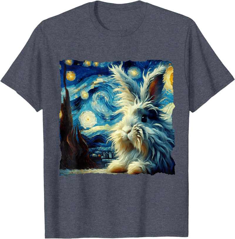 Lionhead Rabbit Starry Night T-Shirt in Heather Blue