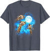 Animals howling blue 3 Giraffe Howling at The Moon Colorful Blue T-Shirt - Heather Blue