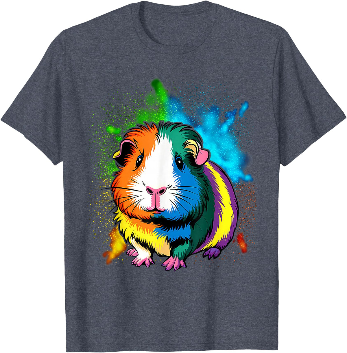 Guinea Pig Lover Gift Co. Cute Guinea Pig Rainbow Design for Guinea Pig Lovers T-Shirt - Heather Blue