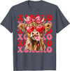 Valentine XOXO Highland Cow Fng Valentine XOXO Highland Cow Cute Coquette Bow Western T-Shirt - Heather Blue