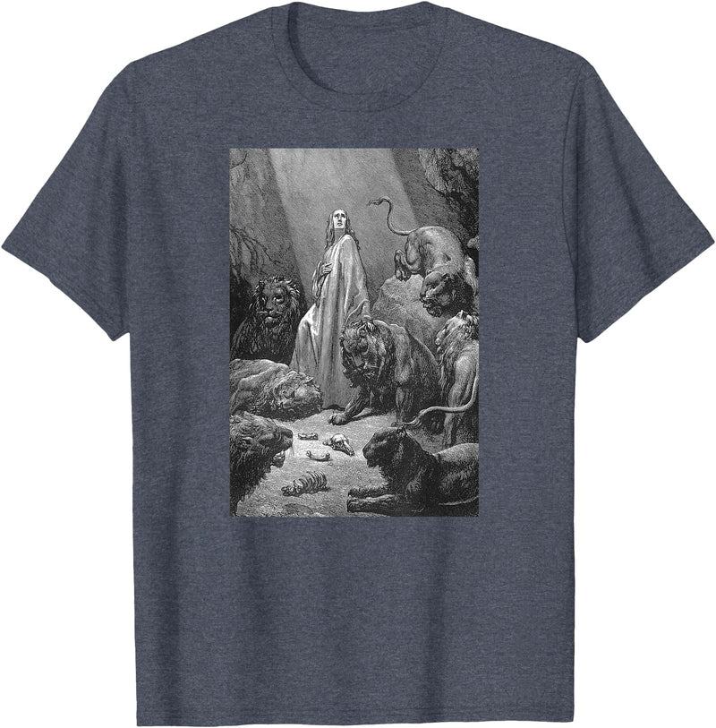 Urban Empyre Gustave Dore Daniel in the Lions Den T-Shirt - Heather Blue