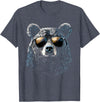 Forest Illustration Bear Art Nature Bear Wearing Sunglasses Wildlife Artwork Graphic Bear T-Shirt - Heather Blue