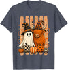 Spooky Highland Cow Heifer Funny Halloween Spooky Season T-Shirt - Heather Blue