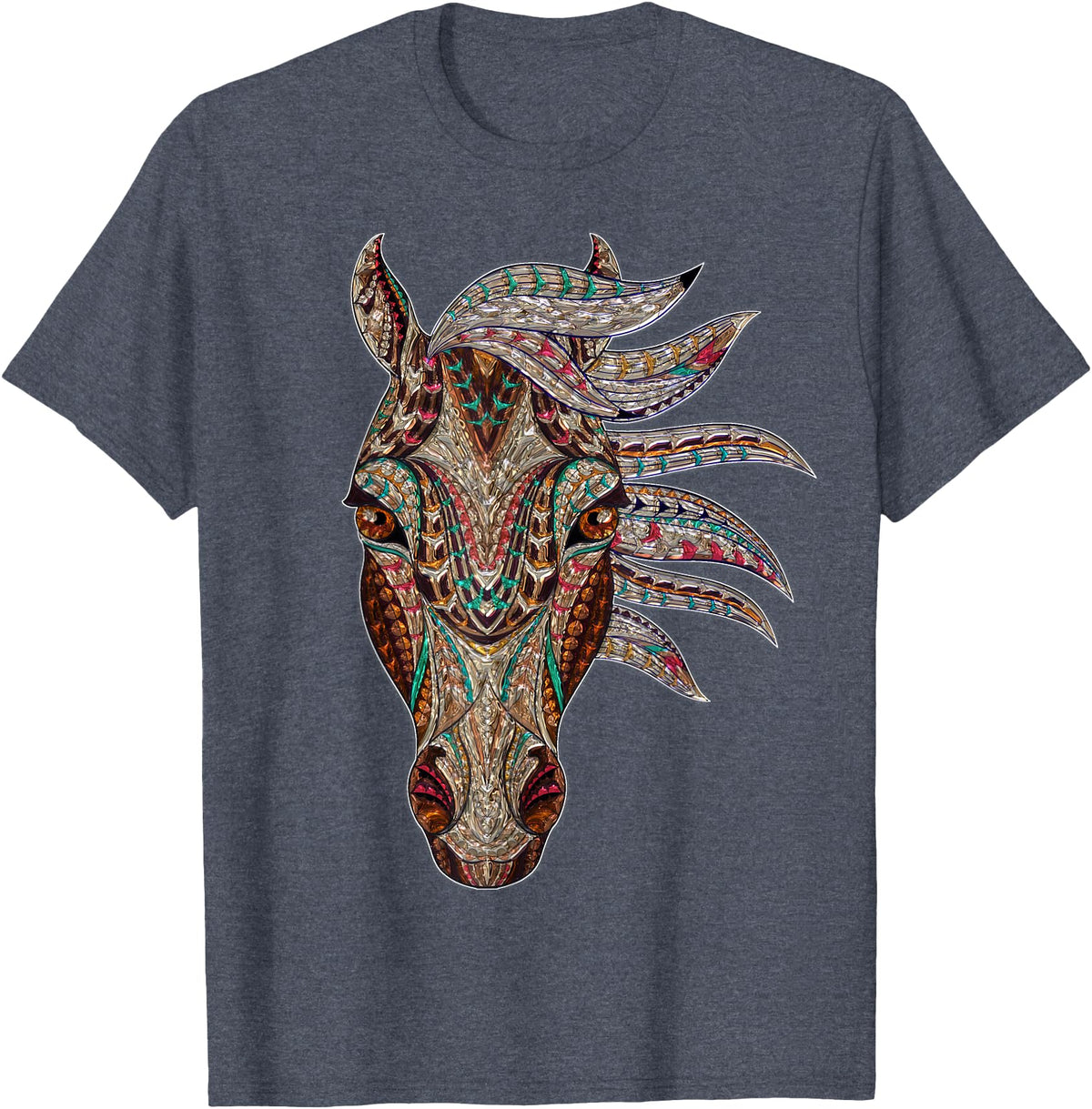 Horse Art Studios Horse Tribal Abstract Art Native American Style T-Shirt - Heather Blue